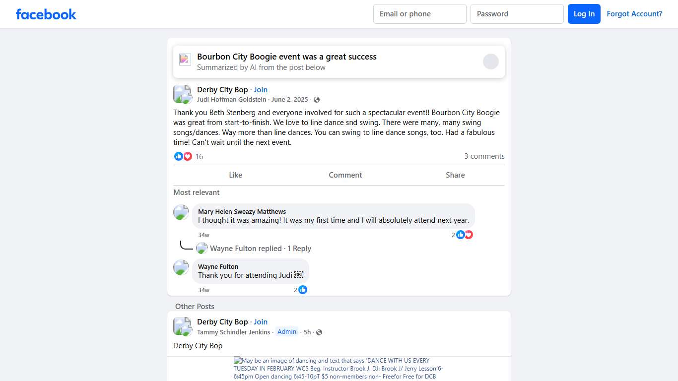 Derby City Bop Thank you Beth Stenberg and everyone involved for such a spectacular event Facebook